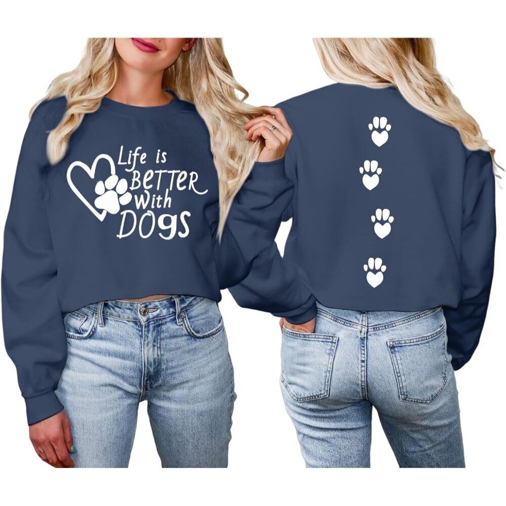 Dog Mom Sweatshirt Cotton Blend Long Sleeve Casual Gift for Women